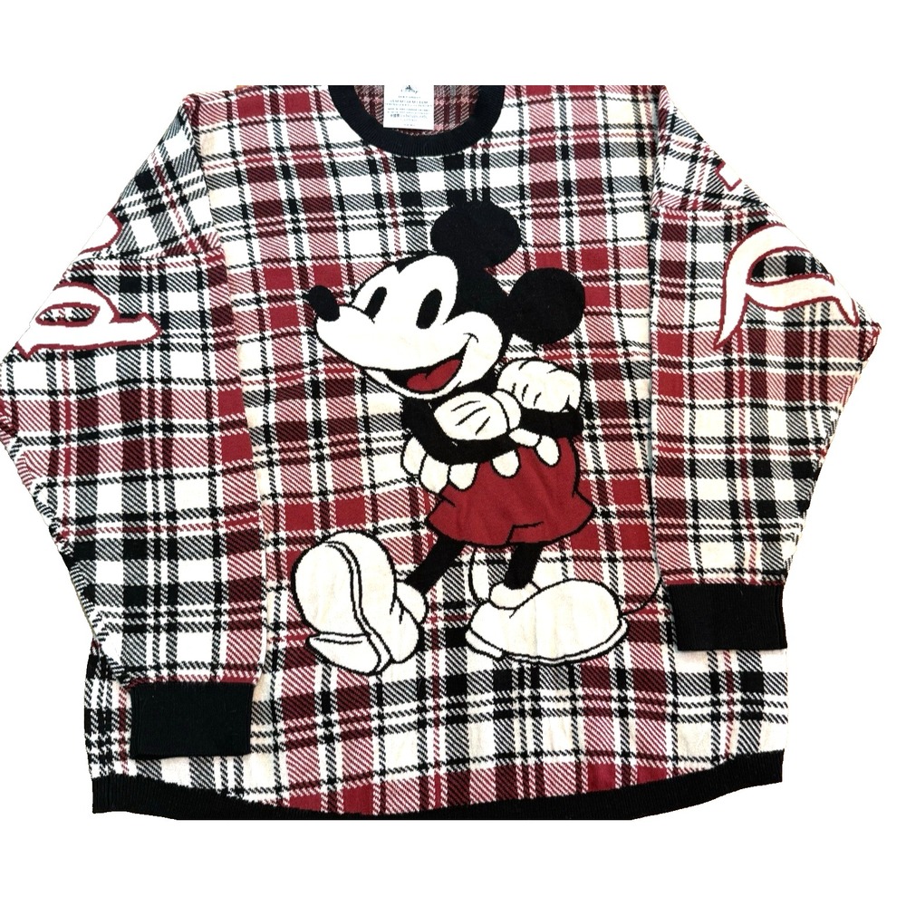 NWOT Disney Parks Mickey Mouse Spirit Jersey M Plaid Disneyland Resort Sweater